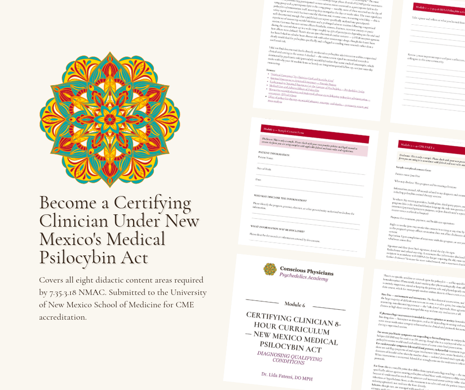 Become a Certifying Clinician Under New Mexico's Medical Psilocybin Act: covers all eight didactic content areas required by 7.35.3.18 NMAC